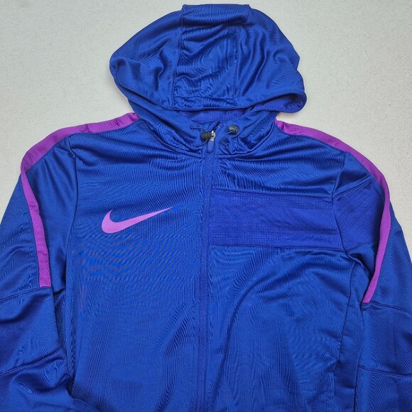 Nike Soccer Dri-Fit Navy/Purple Warm Up Trainer Hoodie Sz M EXCELLENT CONDITION! - Picture 3 of 6